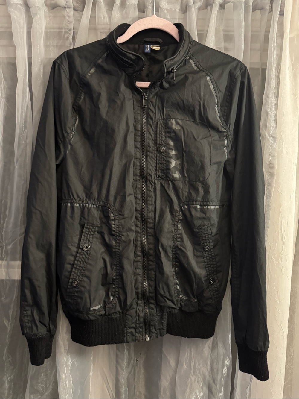 H&M Divided Men's Black Lightweight Zip Bomer Jacket